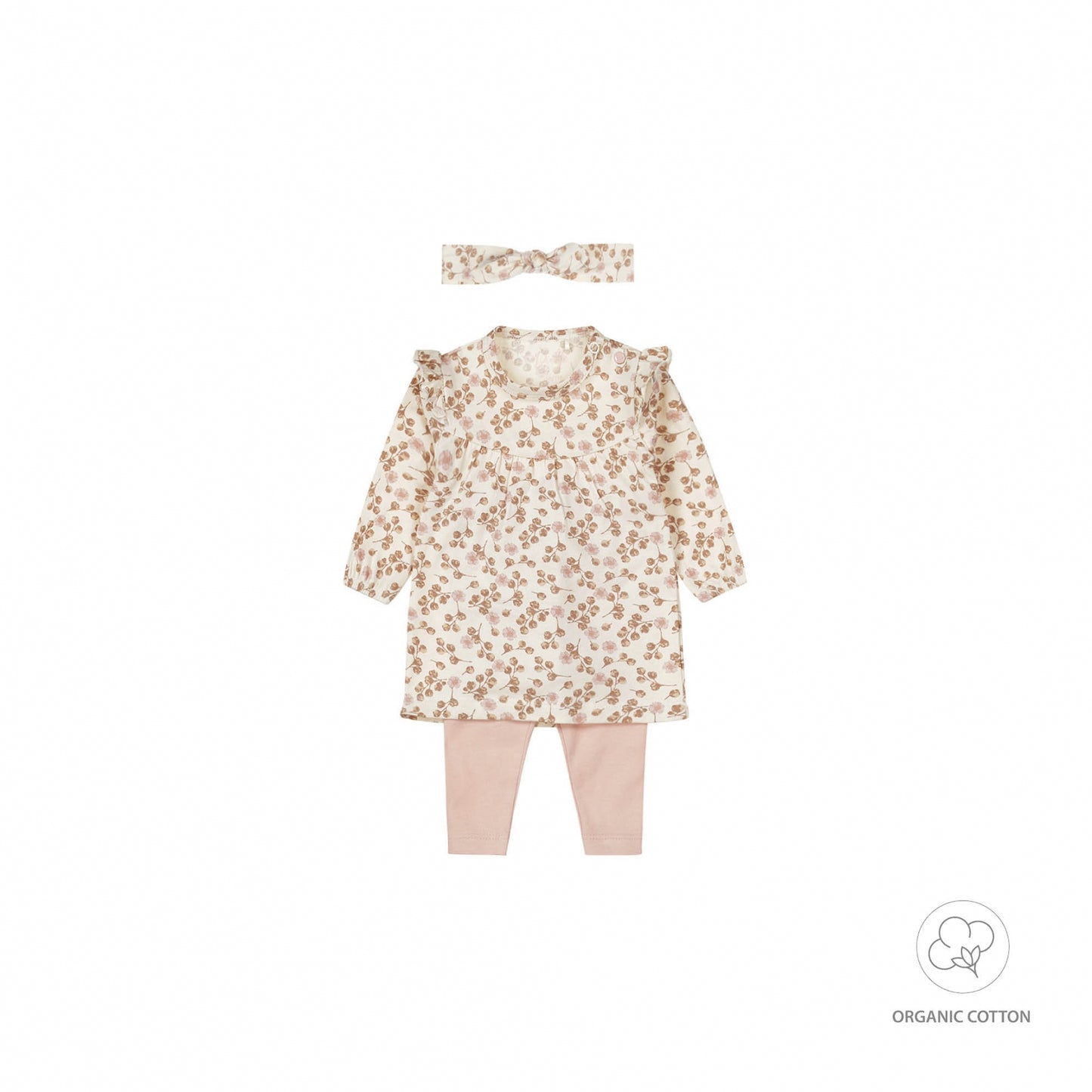 Dirkje Bio-Set für Mädchen – Kleid, Leggings & Haarband – Off-White "Love"