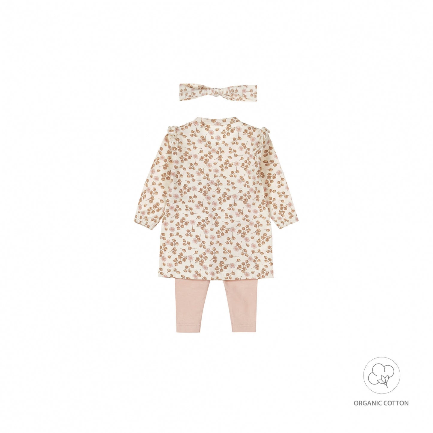 Dirkje Bio-Set für Mädchen – Kleid, Leggings & Haarband – Off-White "Love"