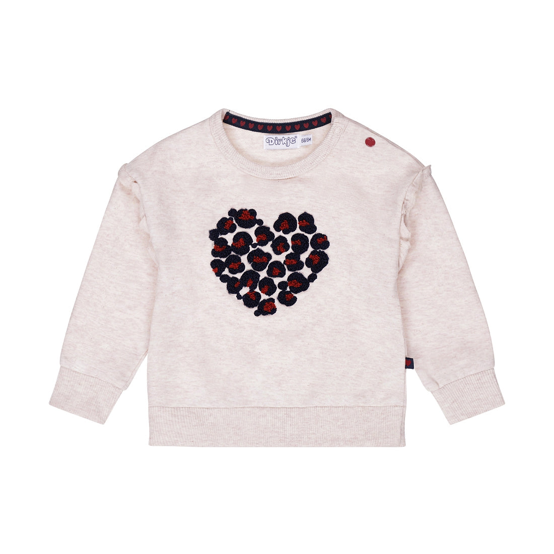 Dirkje Mädchen Pullover beige/grau mit Herz