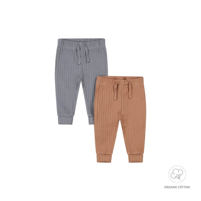 Dirkje Baby Jungen Bio-Hose – 2er-Set – Blau & Braun – Weiche Baumwolle