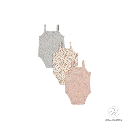 Dirkje Baby Mädchen Bio-Strampler – 3er-Set – Ärmellos – Mehrfarbig