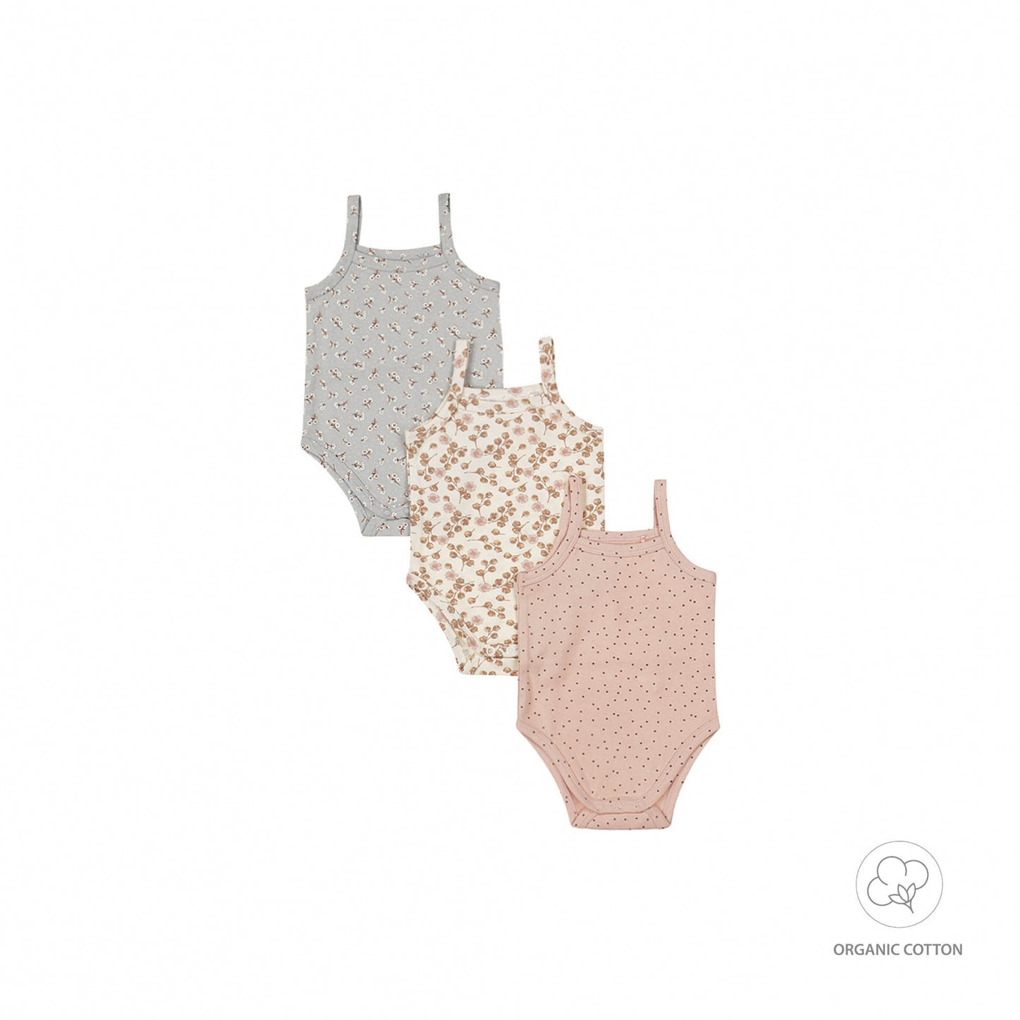 Dirkje Baby Mädchen Bio-Strampler – 3er-Set – Ärmellos – Mehrfarbig