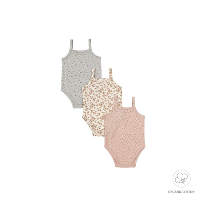 Dirkje Baby Mädchen Bio-Strampler – 3er-Set – Ärmellos – Mehrfarbig