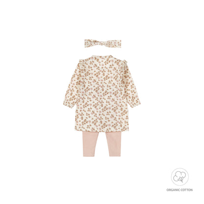 Dirkje Bio-Set für Mädchen – Kleid, Leggings & Haarband – Off-White "Love"