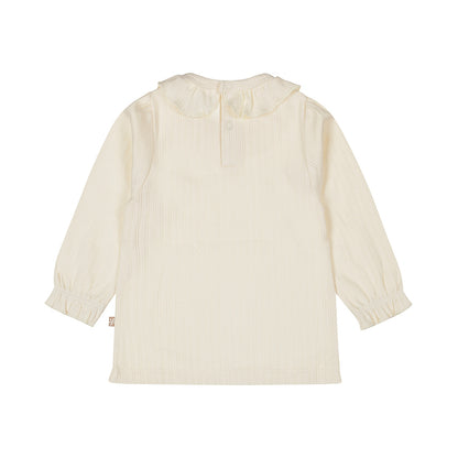 Dirkje Mädchen Longsleeve Off-White mit Kragen – 100% Baumwolle