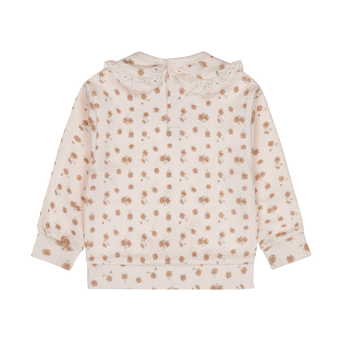 Dirkje Mädchen Pullover – Hellrosa mit Blümchen & Kragen